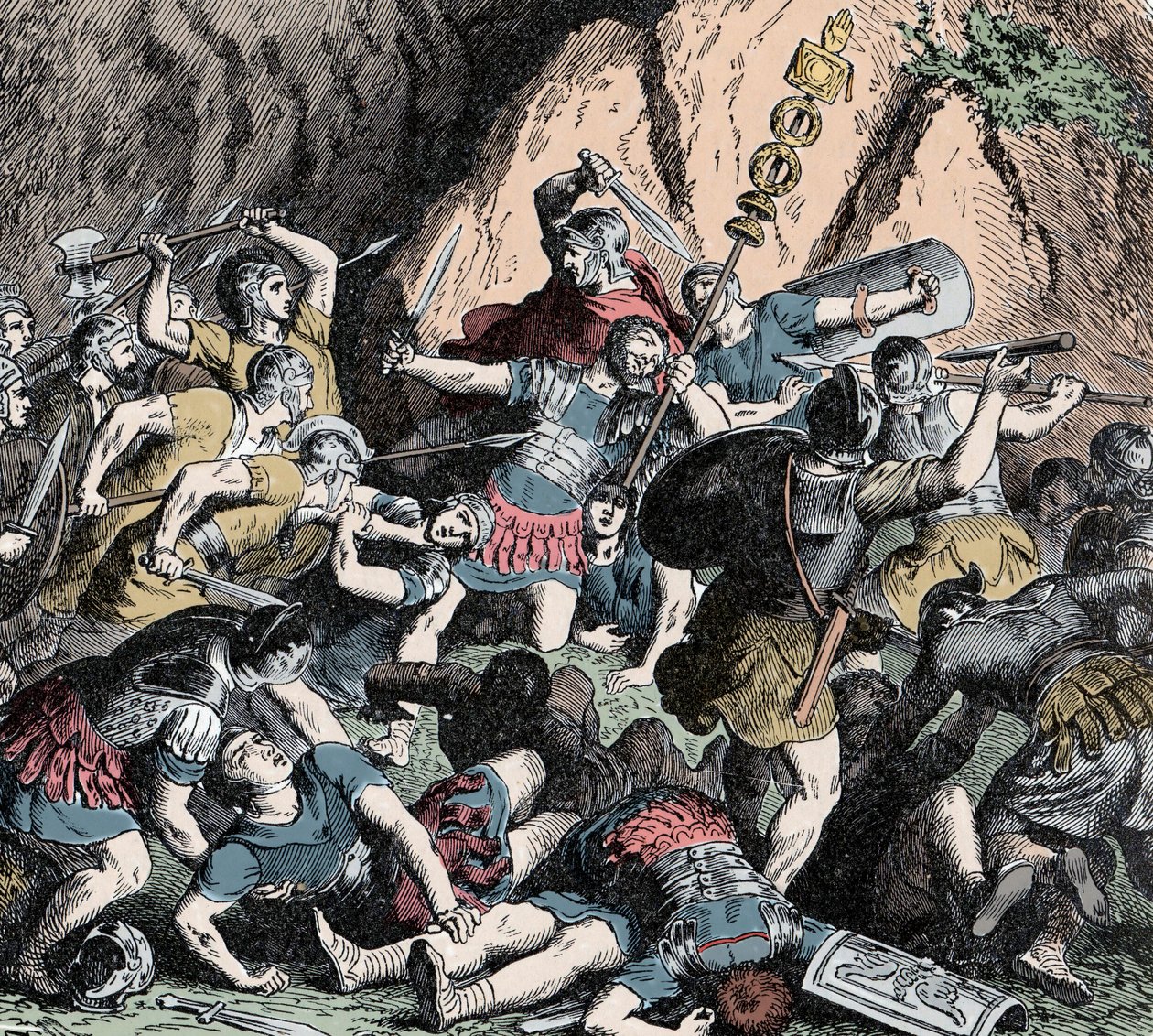 Derrota de los Fabianos - Segunda Guerra Púnica (218-201 a.C.): la derrota del ejército fabiano y la estrategia de desgaste de Fabio Máximo (Quinto Fabio Máximo Verrucoso, conocido como Cunctator (el Contemporizador) o Ovicula, circa 275-203 a.C.) de Unknown artist