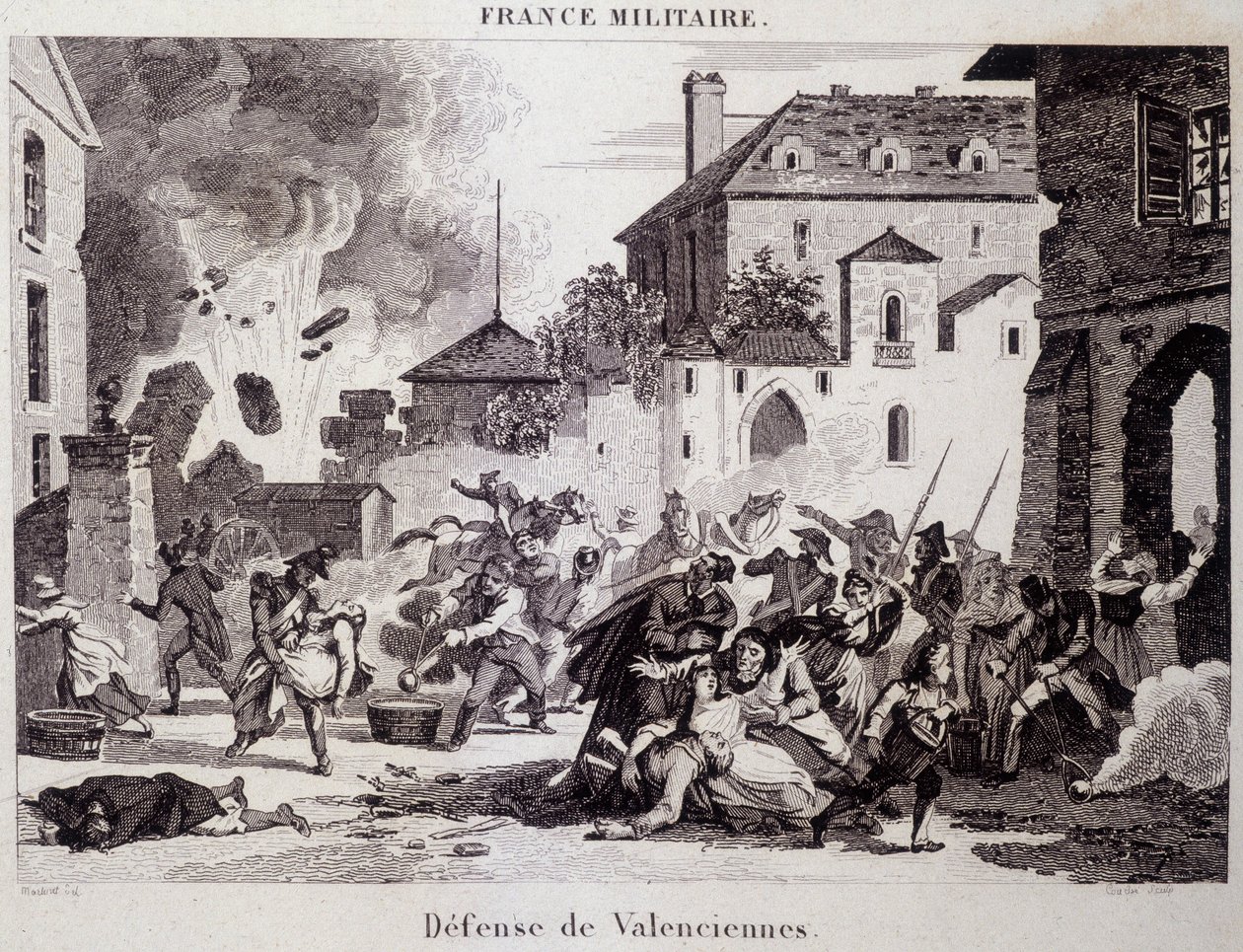 Defensa de Valenciennes (por los republicanos contra los británicos y austriacos en 1794). Grabado del siglo XIX de Unknown artist