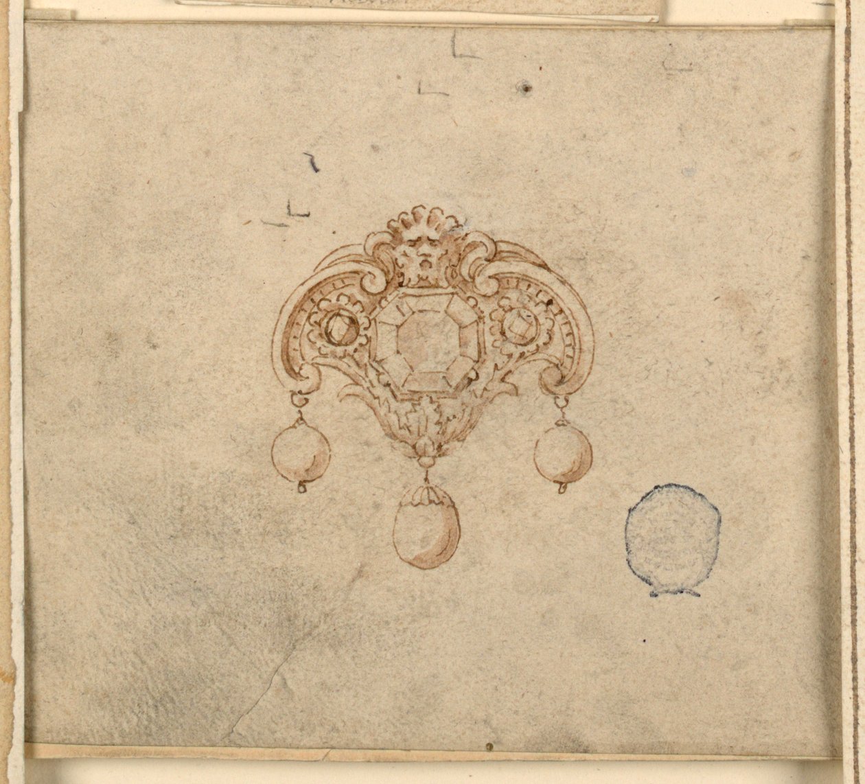 Diseño para broche con tres diamantes de Unknown artist