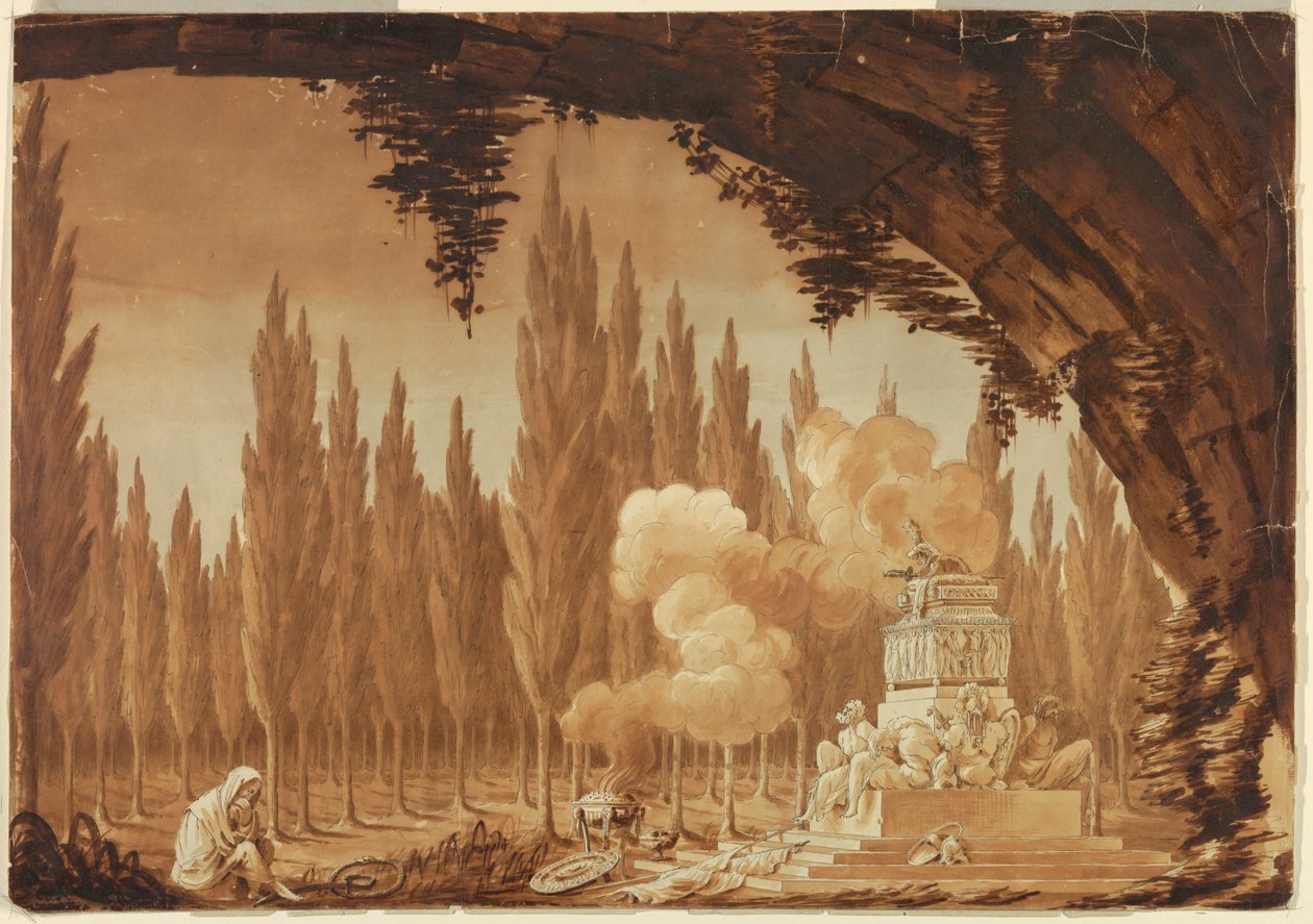Diseño para decoración, tumba en madera de Unknown artist