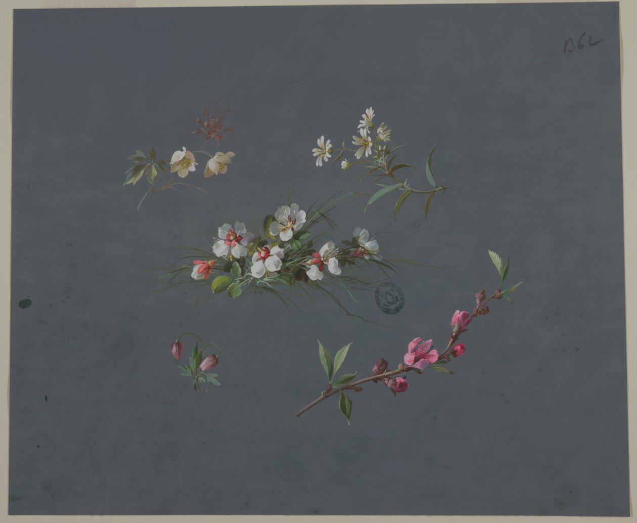 Diseño para papel tapiz y textiles: flores de Unknown artist