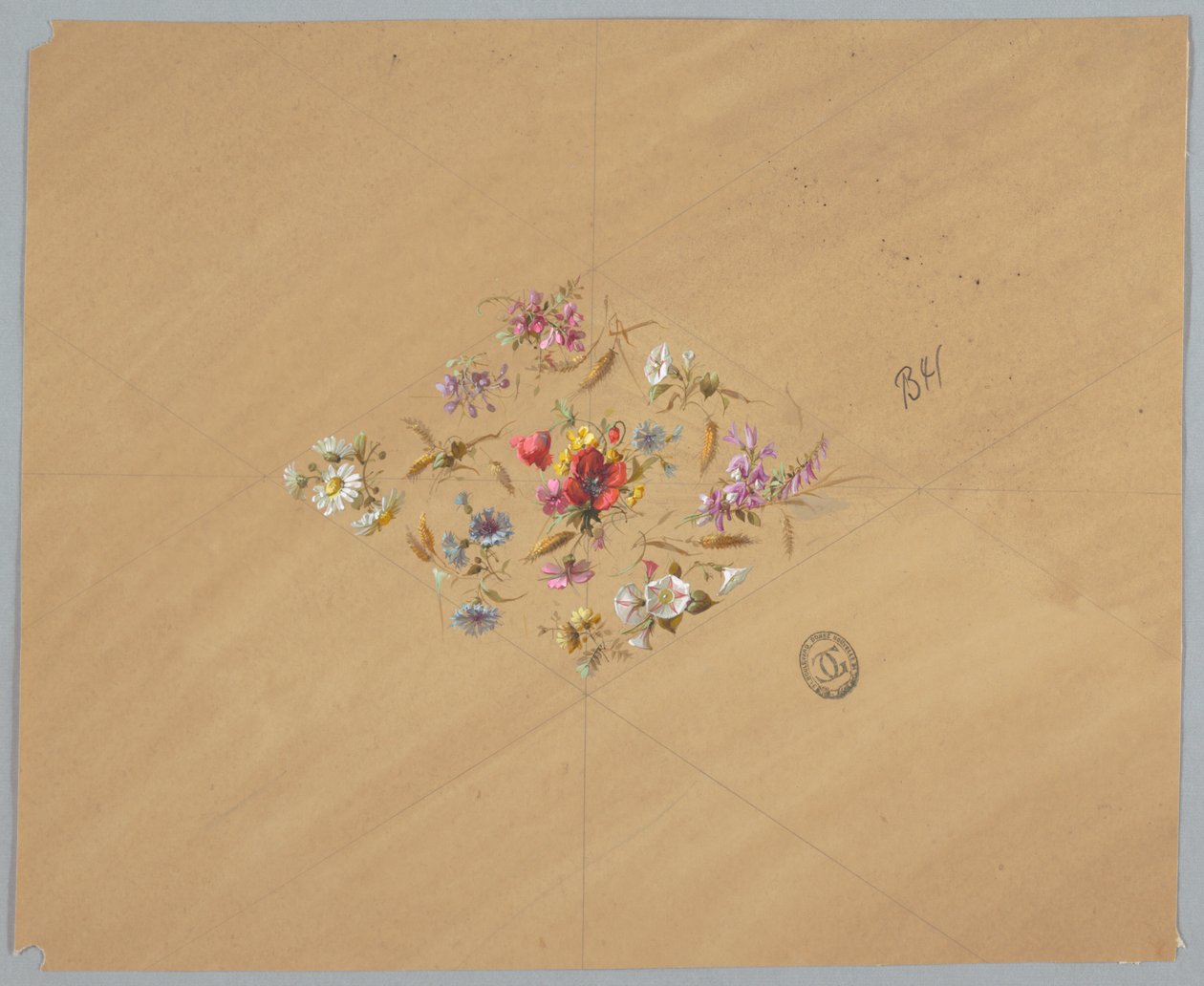 Diseño para papel tapiz y textiles: flores de Unknown artist