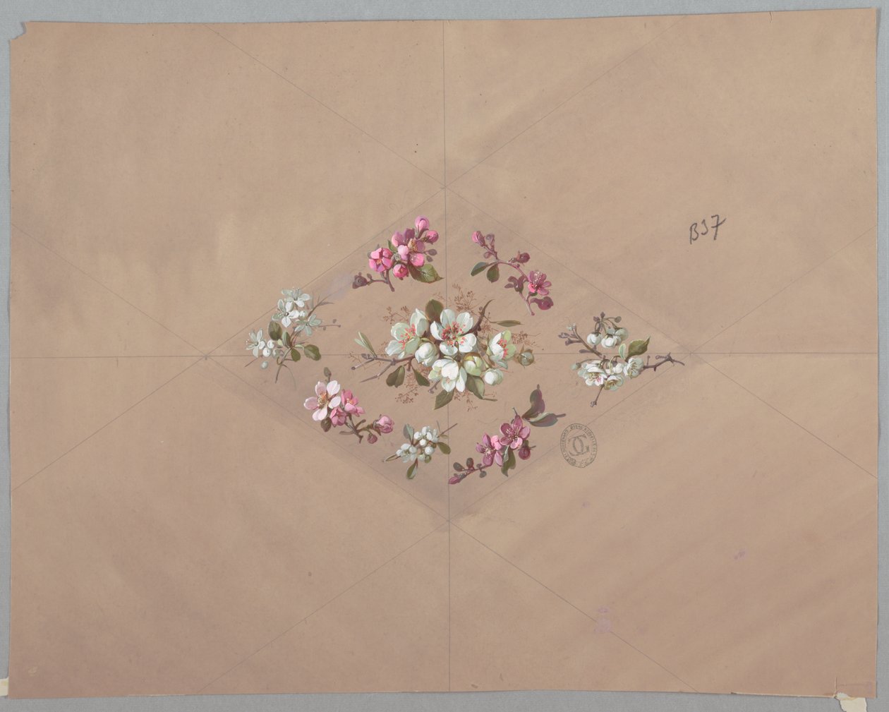 Diseño para papel tapiz y textiles: Flores de Unknown artist