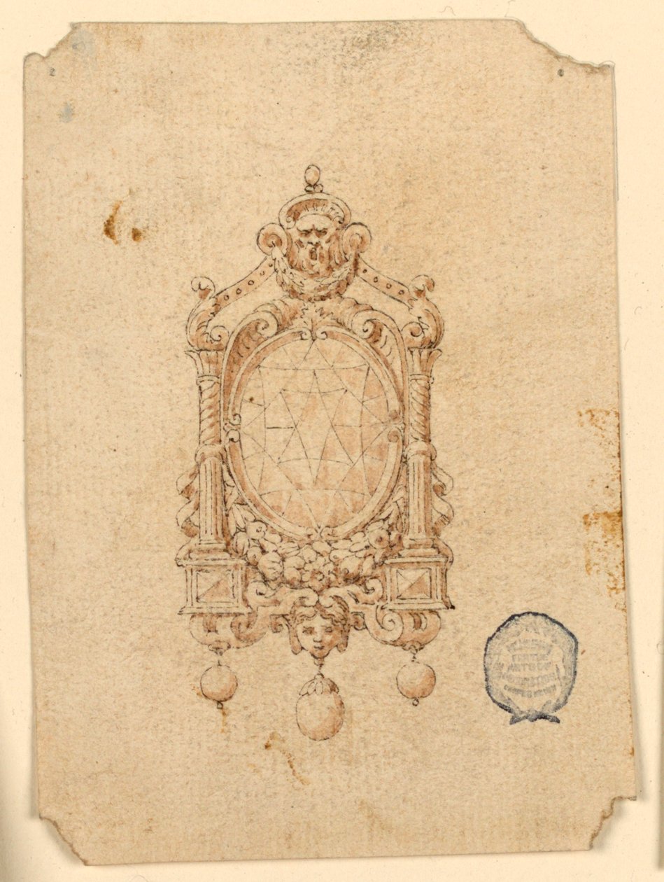 Diseño para un broche con diamante ovalado de Unknown artist