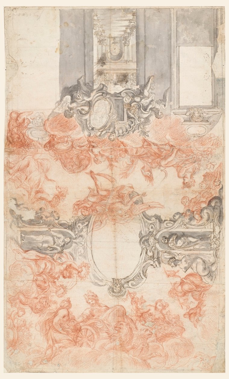 Diseño para un Techo Pintado y la Decoración de una Pared Corta Ilustrando las Estaciones de Unknown artist