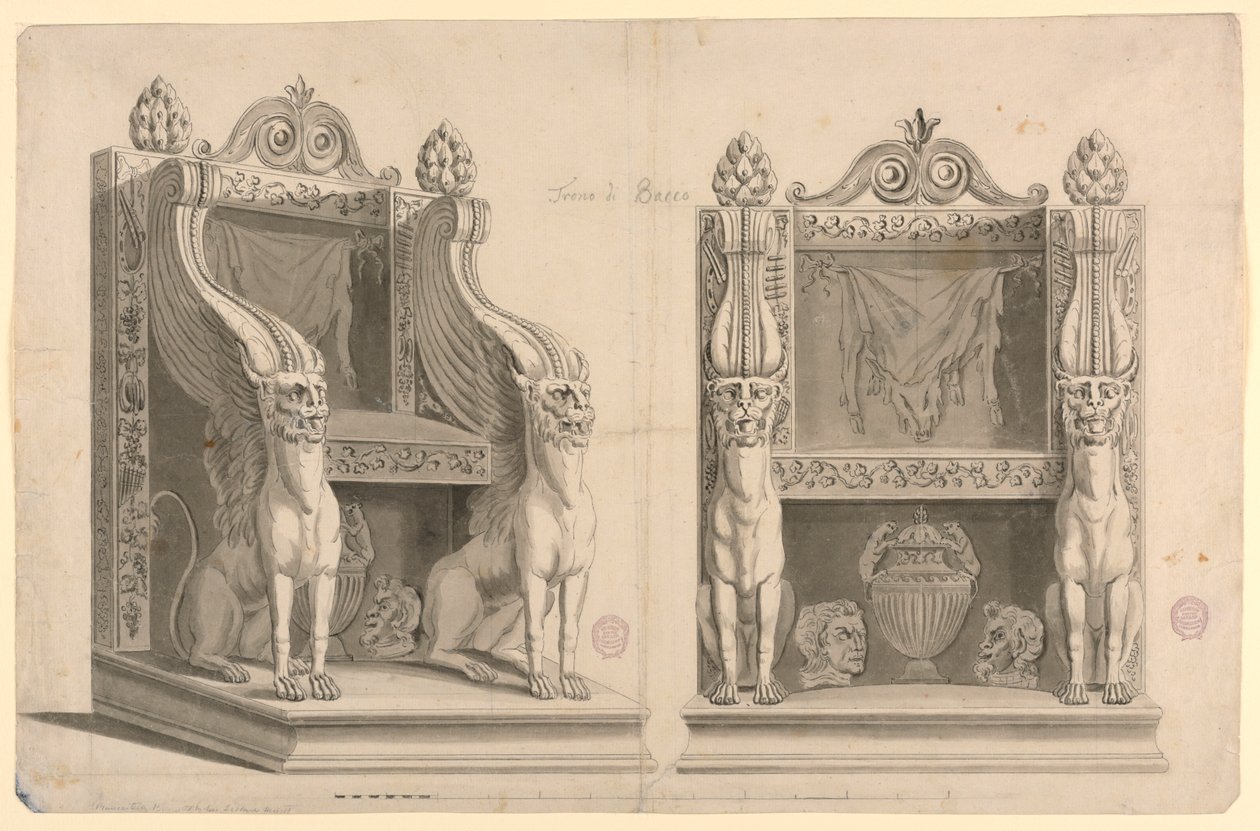 Diseño para un trono del sacerdote de Baco, después de mármol antiguo de Unknown artist