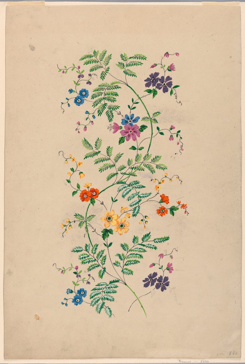 Diseño para un Rinceau Vertical para una Tela Tejida de Unknown artist