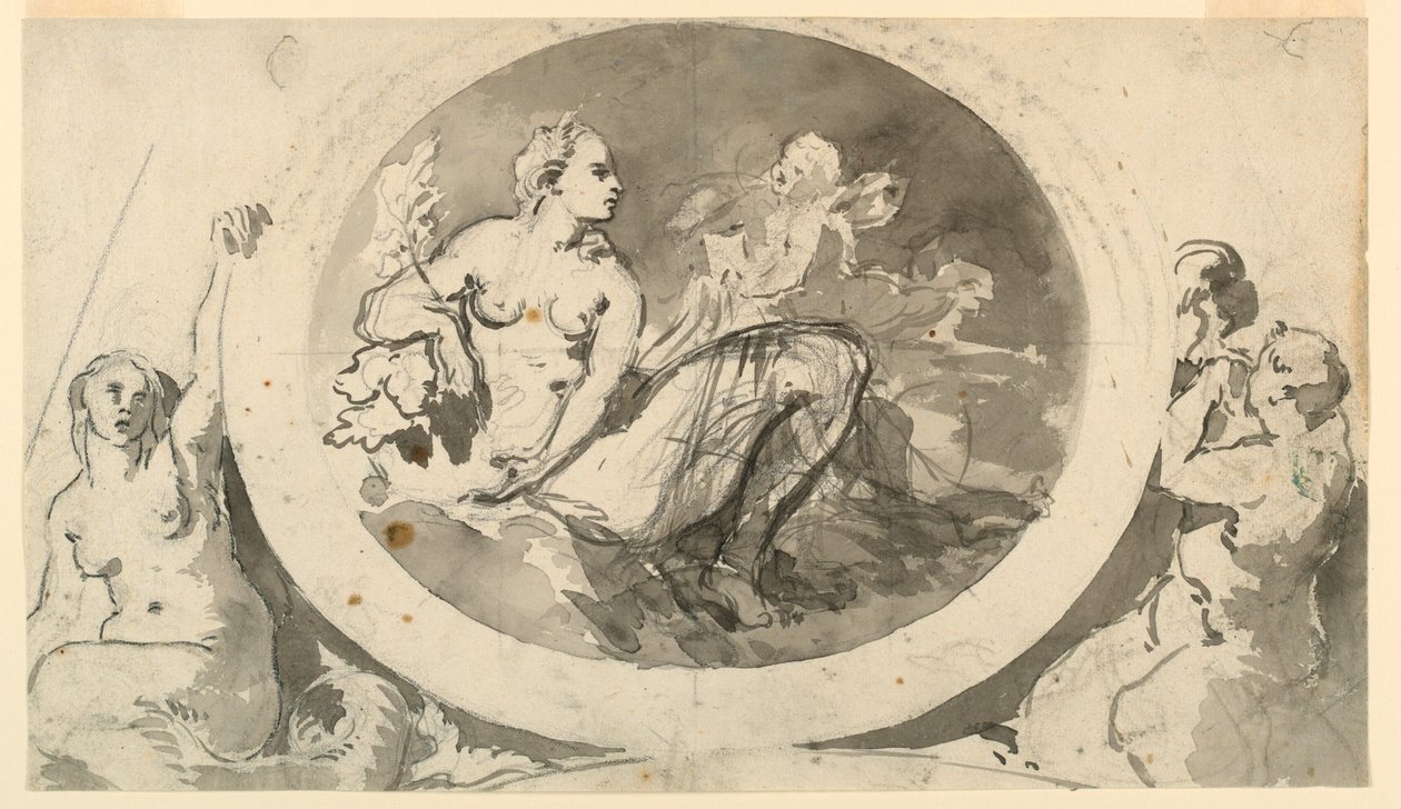 Diseño para un monumento de pared o fuente de Unknown artist