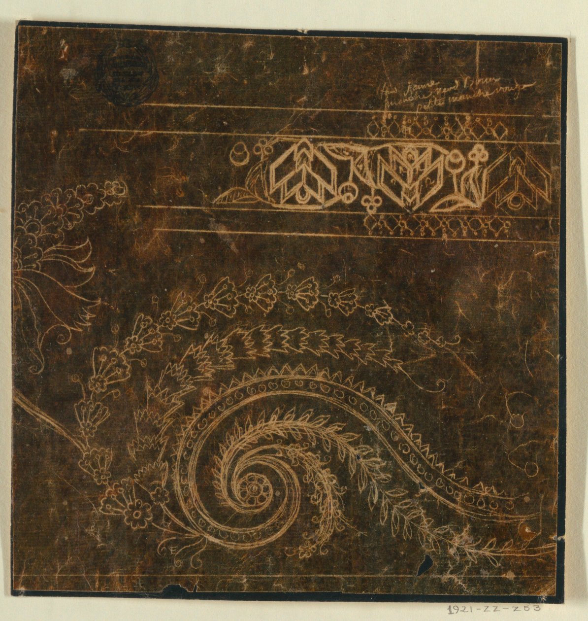 Diseño para un Motivo de Borde Bordado, Inacabado de Unknown artist