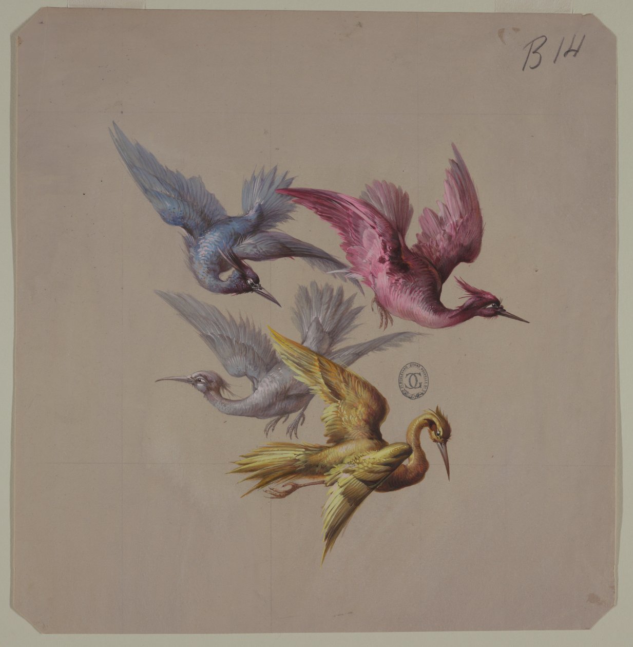 Diseños para papel tapiz y textiles: Pájaros de Unknown artist