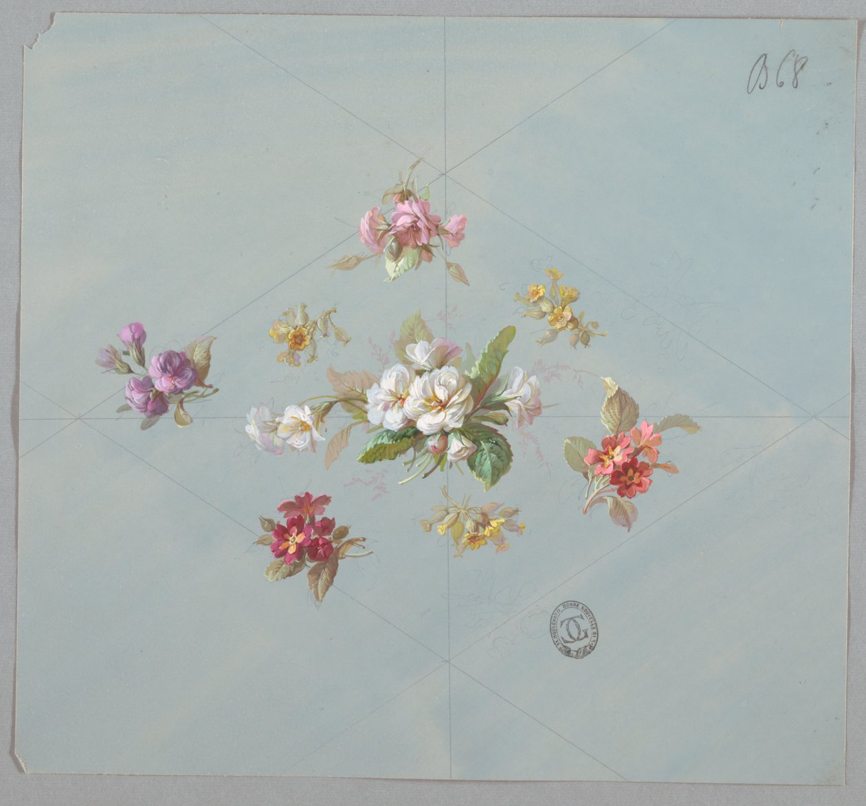 Diseños para papel pintado y textiles: Flores de Unknown artist