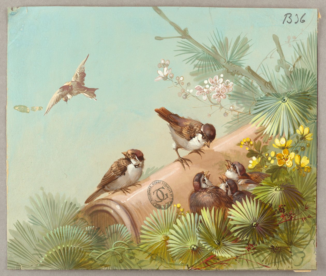 Diseños para papel tapiz y textiles: flores y pájaros de Unknown artist