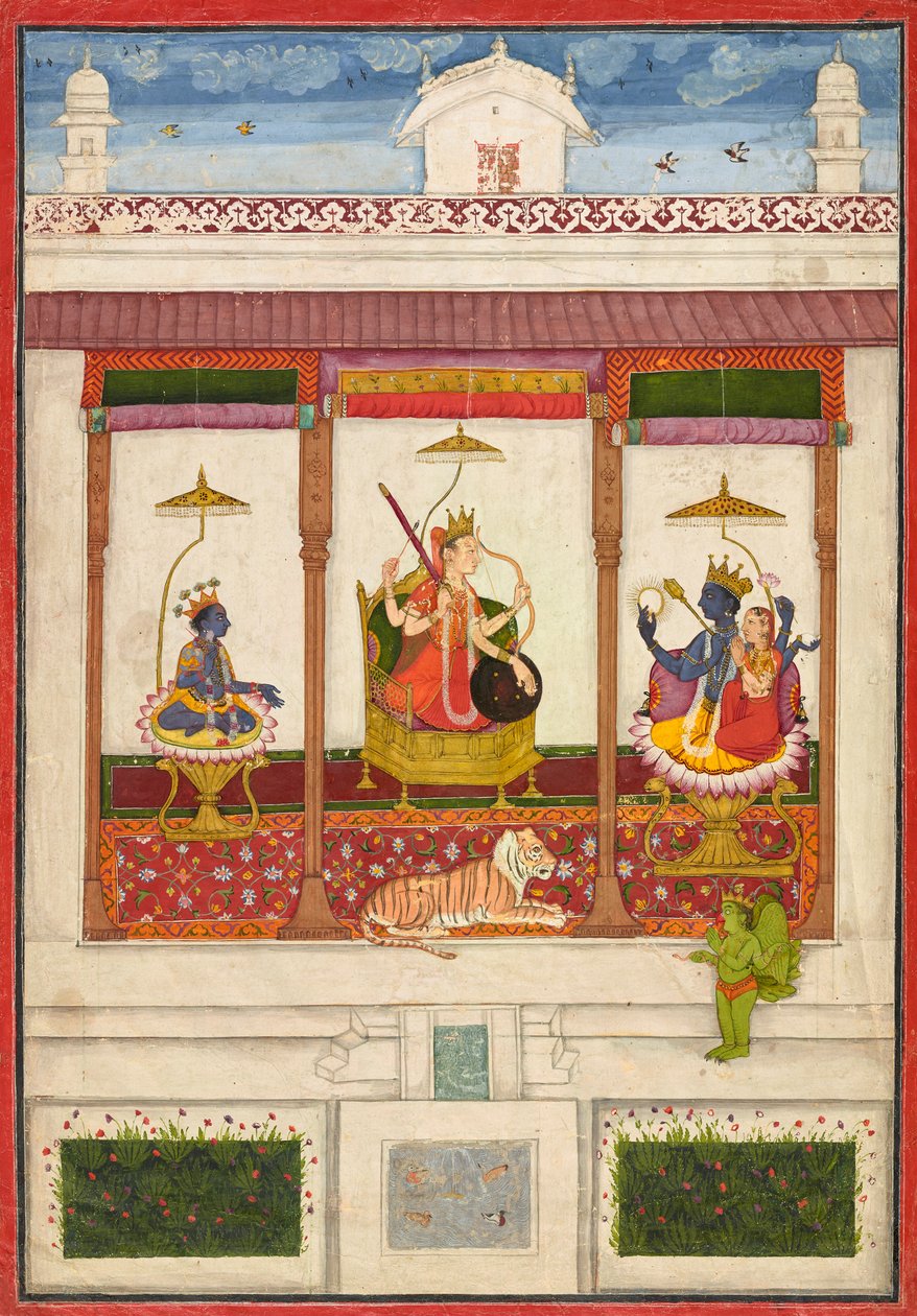 Devi con Krishna y Vishnu en un palacio de Unknown artist