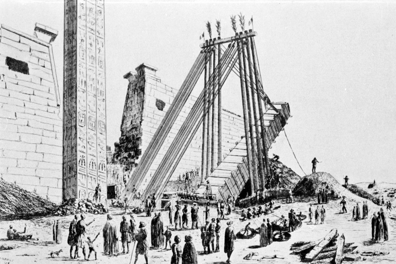 Desplazamiento del obelisco de Luxor en 1829 de Unknown artist