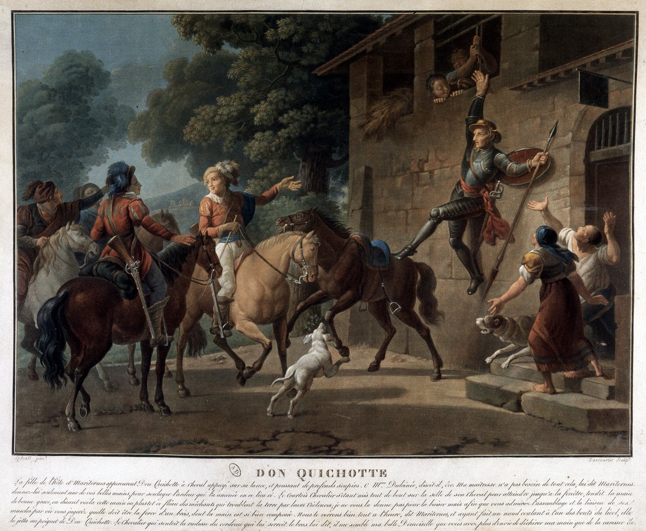 Don Quijote cabalgando sobre su lanza de Unknown artist