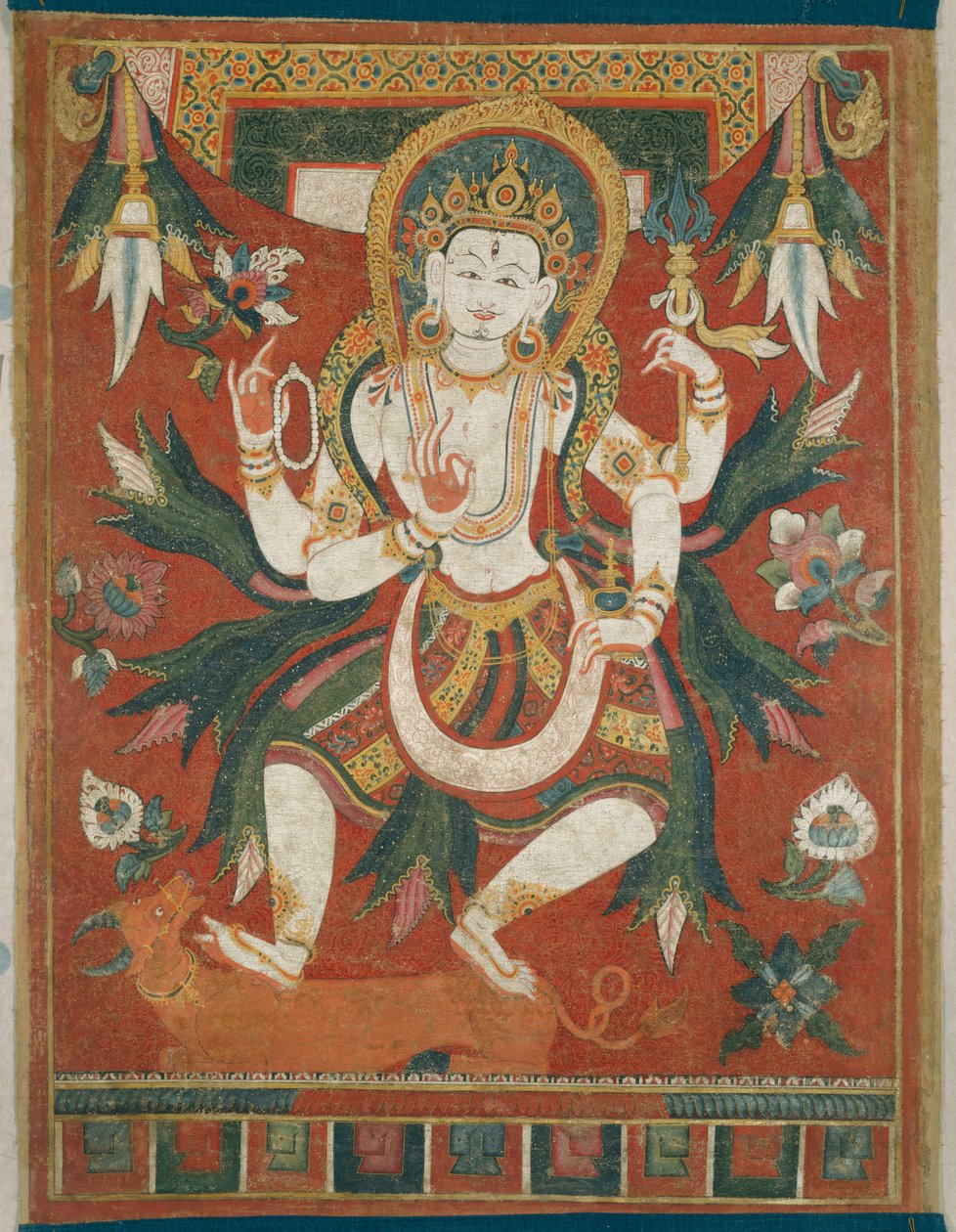 Estandarte pintado a doble cara (Paubha) con el dios Shiva de Unknown artist