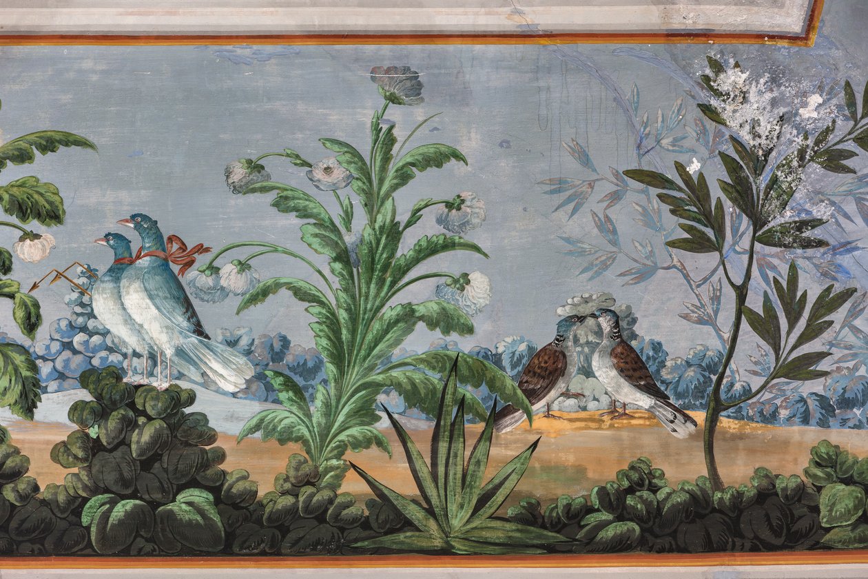 Palomas y flores, detalle de 3743687 (fresco) de Unknown artist