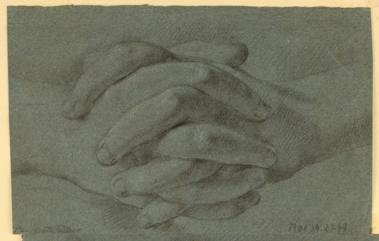 Dibujo: Un estudio de manos plegadas de Unknown artist