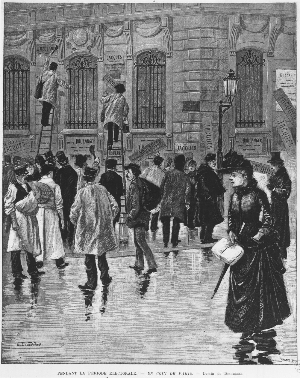 Durante el período electoral, en París; carteles durante la elección del 27 de enero de 1889, culminando en la campaña de la panadería - Museo Carnavalet. de Unknown artist