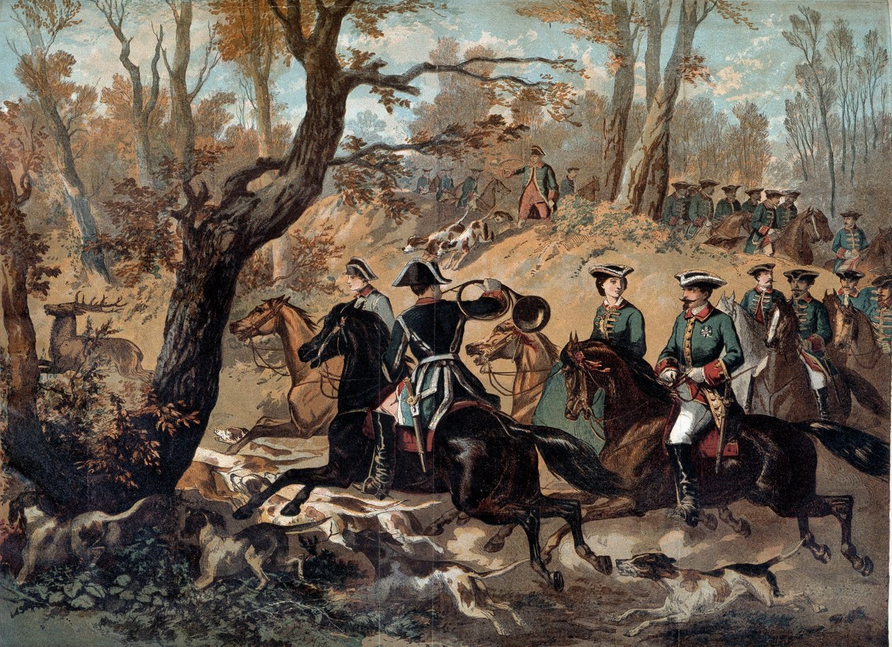 El emperador Napoleón III cazando de Unknown artist