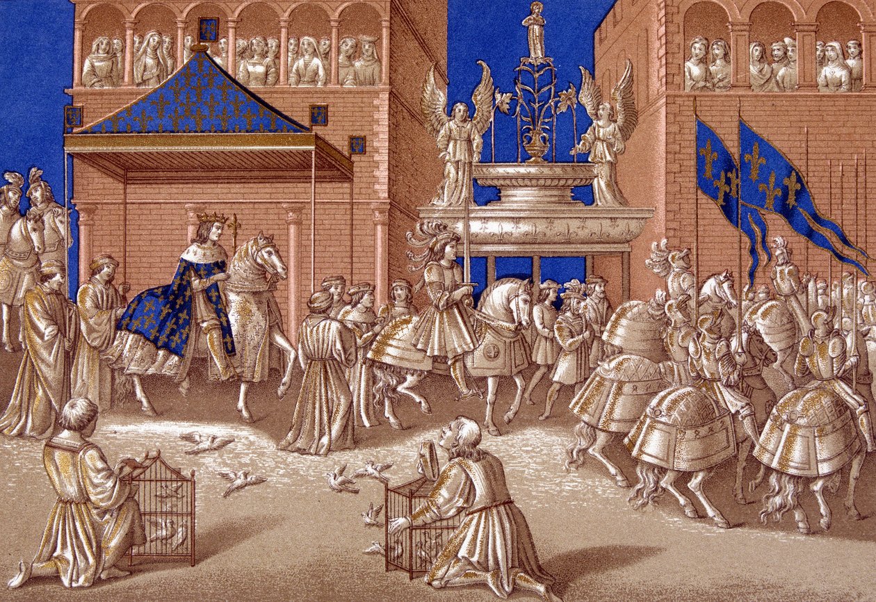 Entrada de Carlos VII (1403-1461) a París. Cromolitografía del siglo XIX de Unknown artist