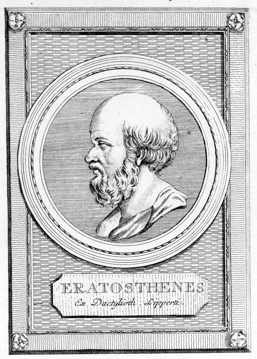 Eratóstenes (275 a.C. - 195 a.C.) matemático, astrónomo, geógrafo y poeta. Retrato de 