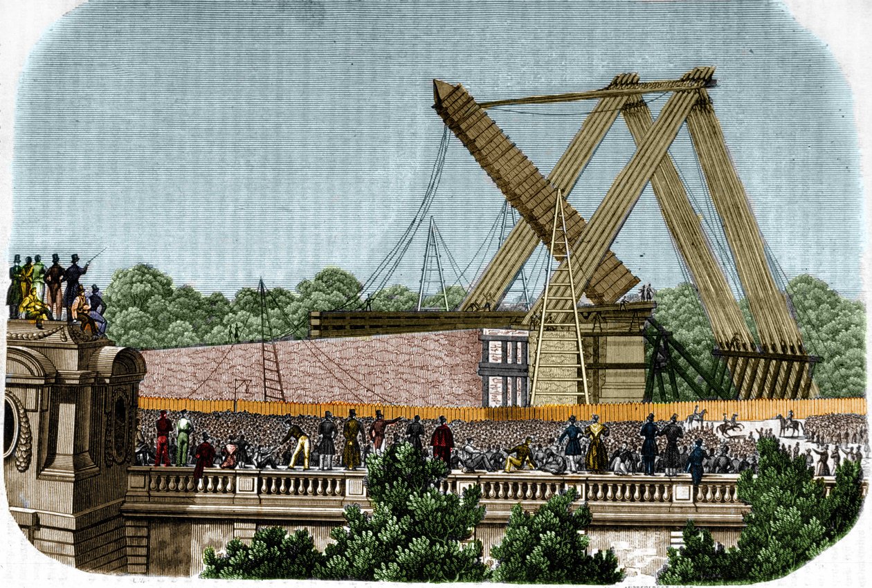 Erección del obelisco de Luxor en la Place de la Concorde. París, 25 de octubre de 1836. de Unknown artist