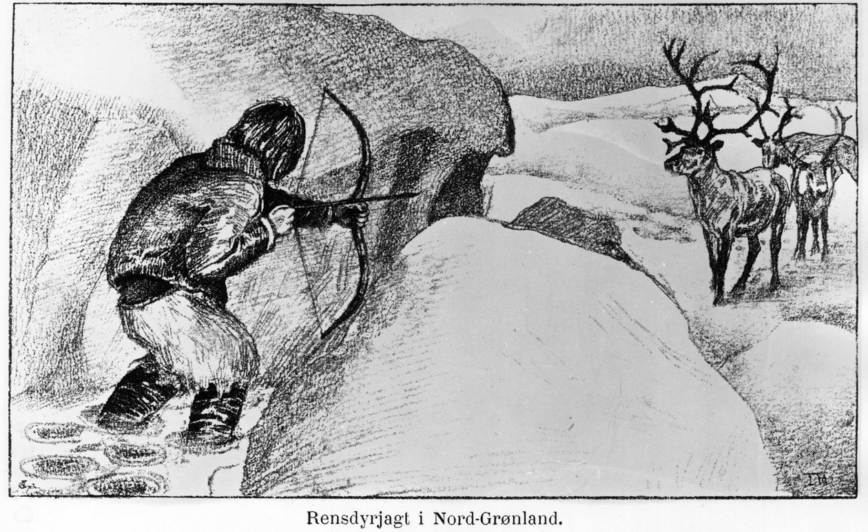 Juego de caza esquimal con arco - Ervin Astrup, North Blandt Polens Naboer Kistriana de Unknown artist