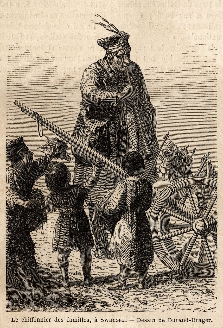 Trapo familiar en Swansea. Dibujo de Durand Brager, para ilustrar una visita a las principales fábricas de Gales en 1862, por L. Simonin. Grabado en “Le tour du monde”, editado por Edouard Charton de Unknown artist