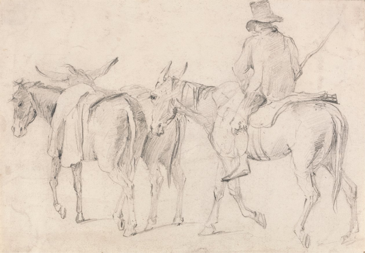Granjero con mulas de Unknown artist