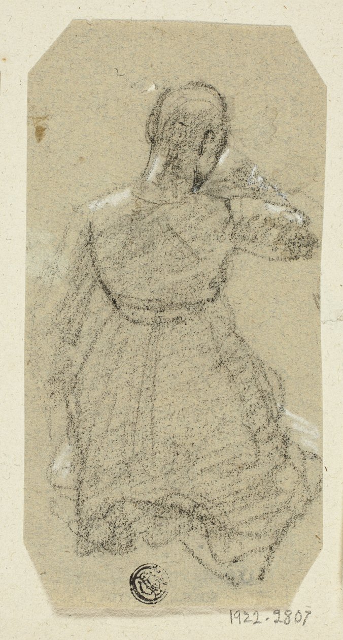 Figura femenina arrodillada, vista desde atrás de Unknown artist