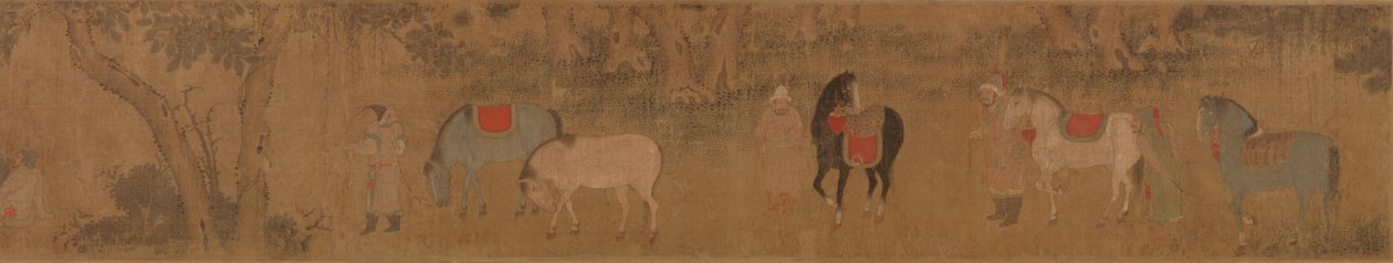 Figuras y Caballos en Paisaje de Unknown artist