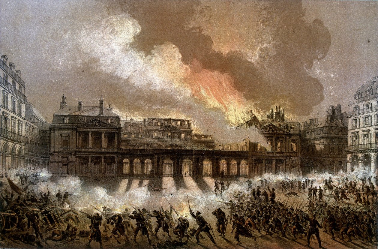 Incendio del Palacio Real el 24 de mayo de 1871 - litografía, finales del siglo XIX de Unknown artist