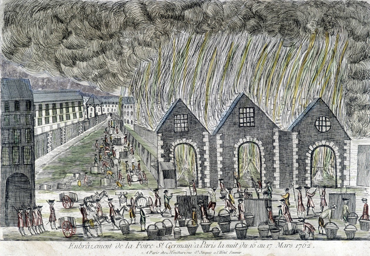 Incendio de la feria de Saint Germain en París en 1762 de Unknown artist