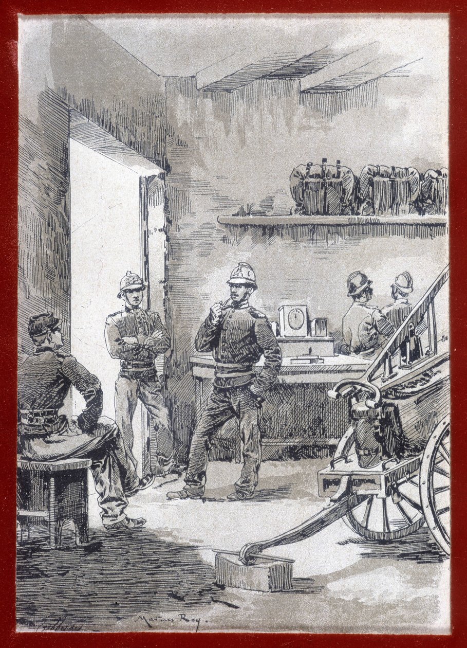 Bomberos en un cuartel: puesto de la ciudad - n.d de Unknown artist
