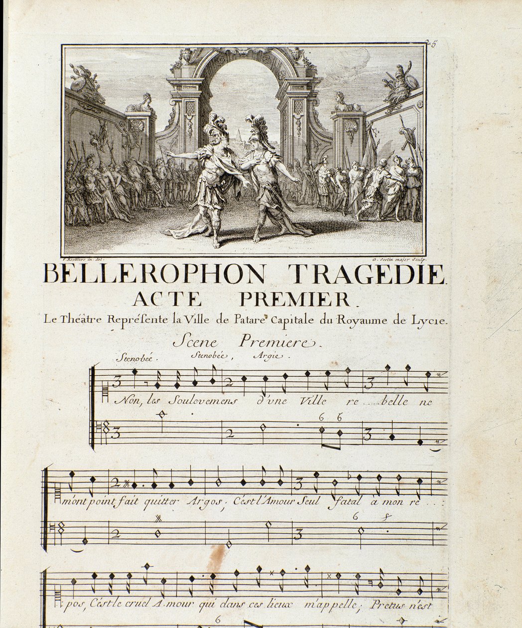 Primer acto de “Bellerophon”. Tragedia lírica en cinco actos con un prólogo de Jean Baptiste Lully (1632-1687). 1714. de Unknown artist