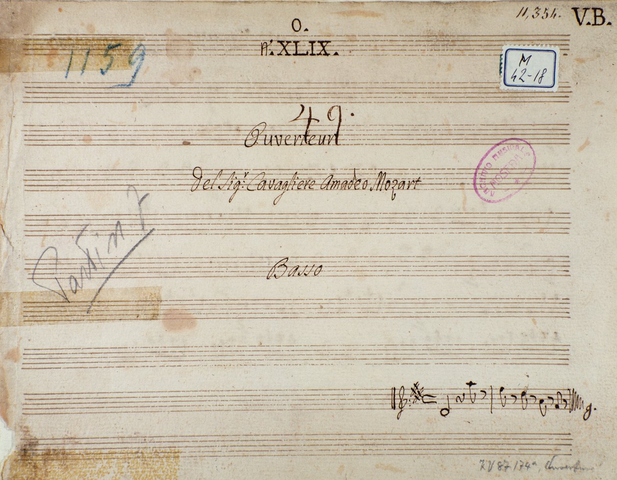Primera página de Mitrídates, rey del Ponto, ópera de Mozart (1770) de Unknown artist
