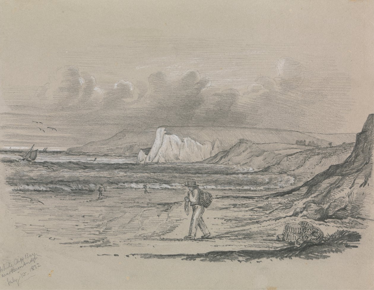 Pescadores en la bahía de White Cliff de Unknown artist