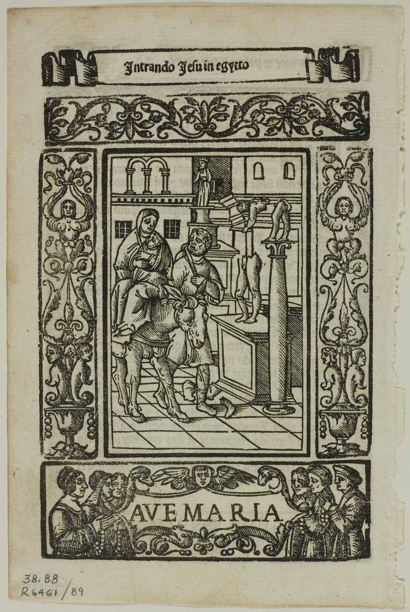 Huida a Egipto del Rosario de la V. María por Castellanus, lámina 89 de Xilografías de libros del siglo XVI de Unknown artist