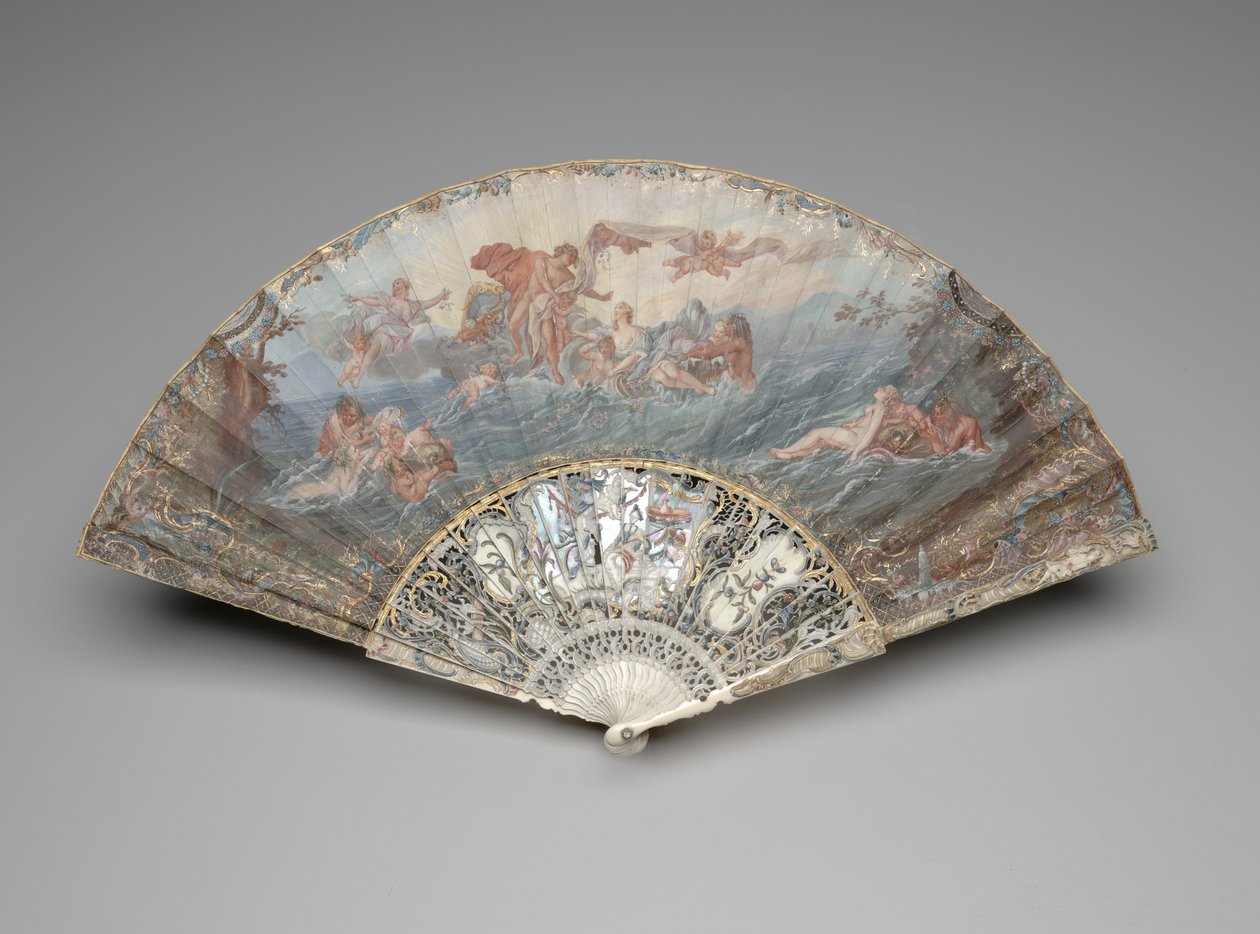 Abanico plegable con "La puesta del sol", después de François Boucher, después de 1753 de Unknown artist