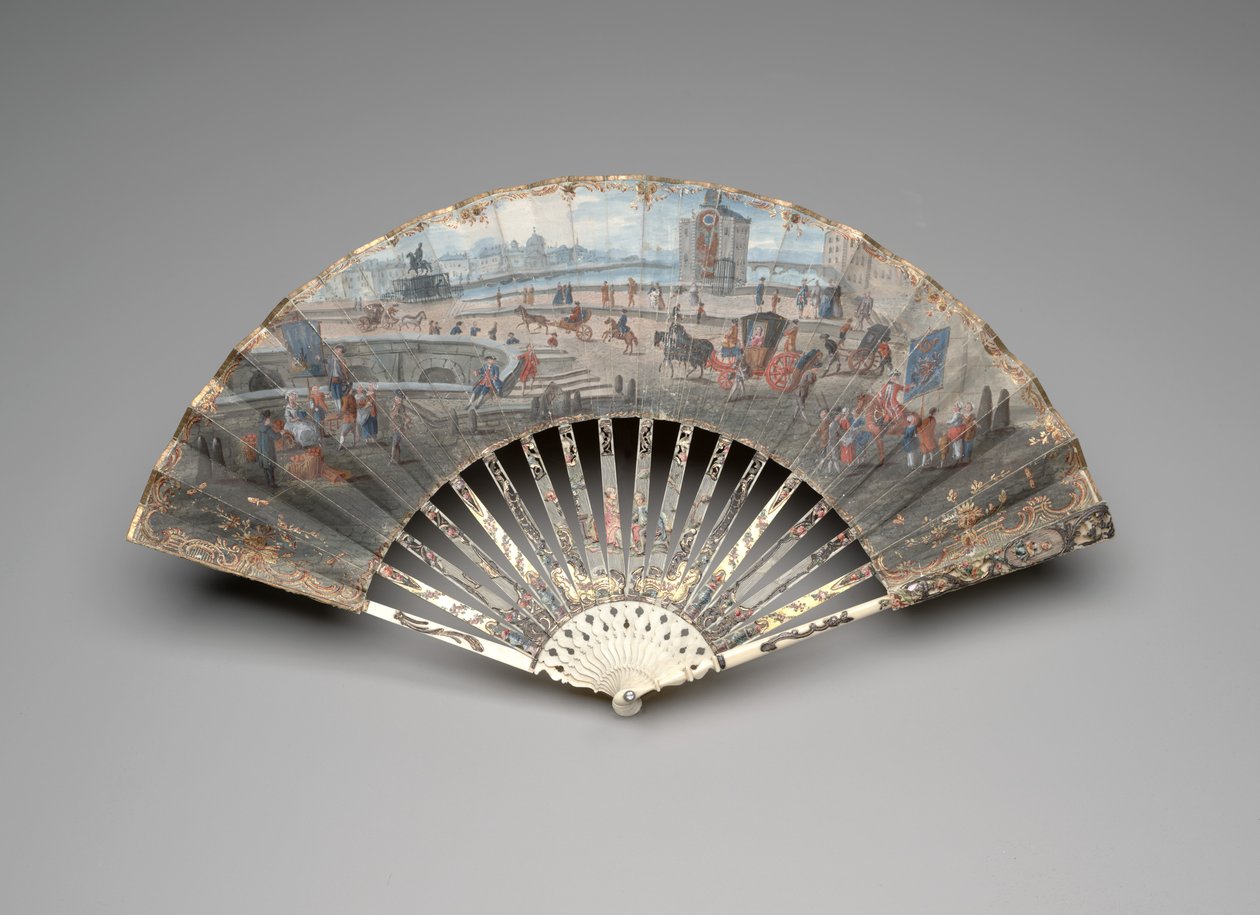 Abanico plegable con una vista del Pont Neuf de Unknown artist
