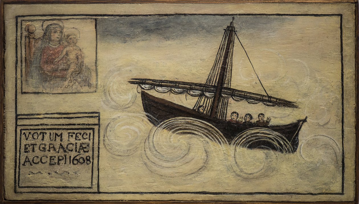 Exvoto marinero, ofrenda popular como muestra de devoción y gratitud del marinero que sobrevive a los peligros del mar proveniente de la Iglesia de Carmine, Torre del Greco, cerca de Nápoles 1608 Italia de Unknown artist