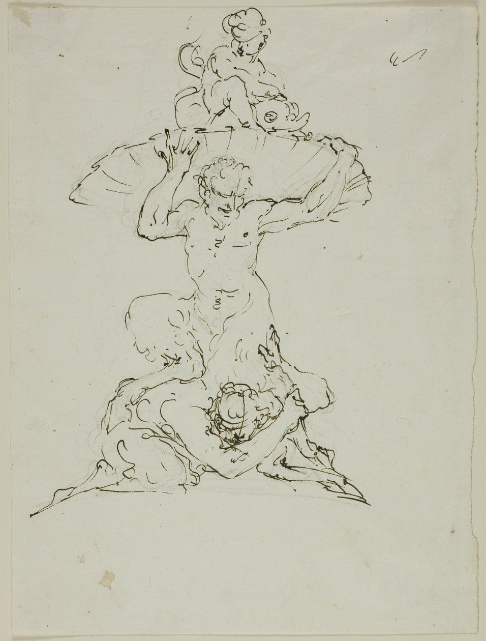 Fuente con Sátiro y Putto (anverso); Punchinello (reverso) de Unknown artist