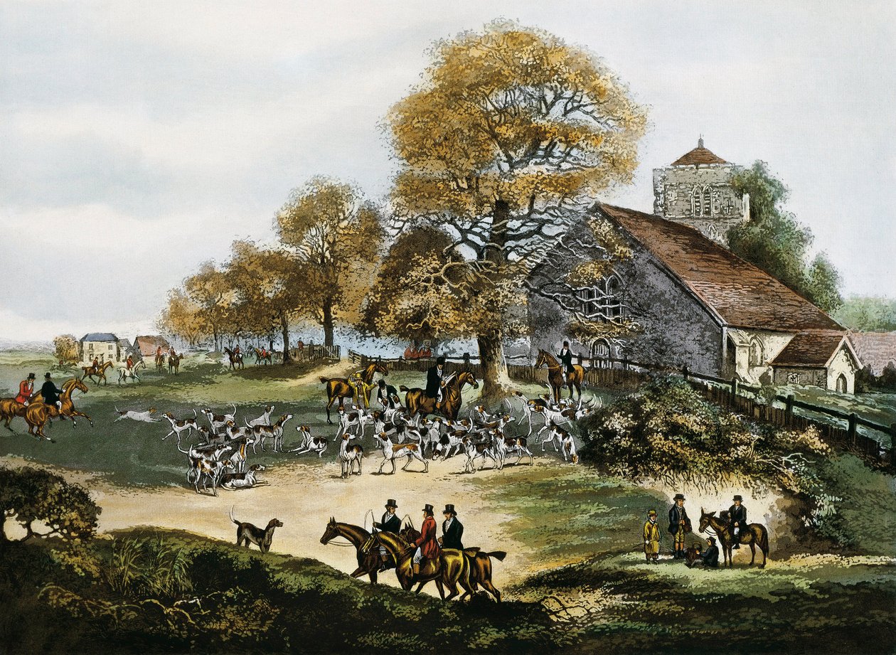 Caza de zorros en Surrey, Gran Bretaña de Unknown artist