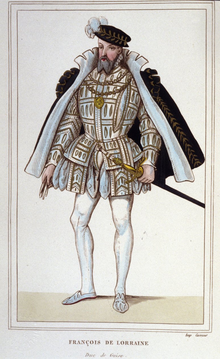 Francisco de Lorena (1519-1563). Duque de Aumale, luego 2º Duque de Guisa. Teniente General de Francia. Grabado de 1830. de Unknown artist