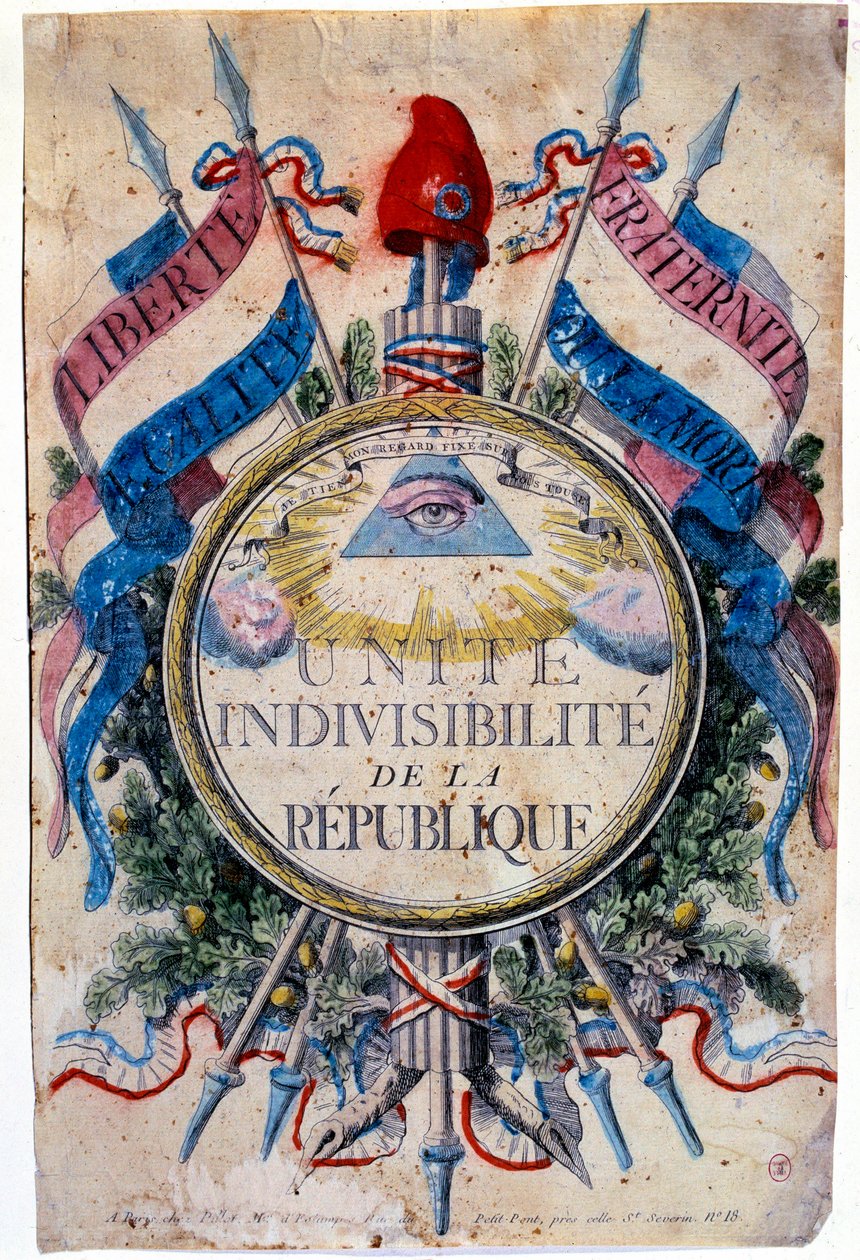 Revolución Francesa: Libertad, igualdad, fraternidad o muerte. Unidad indivisibilidad de la república de Unknown artist