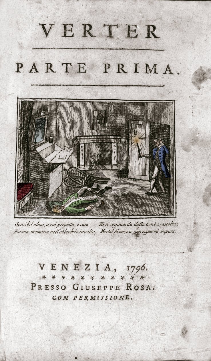 Frontispicio de la edición italiana de "Las penas del joven Werther" de Johann Wolfgang von Goethe (1796) de Unknown artist
