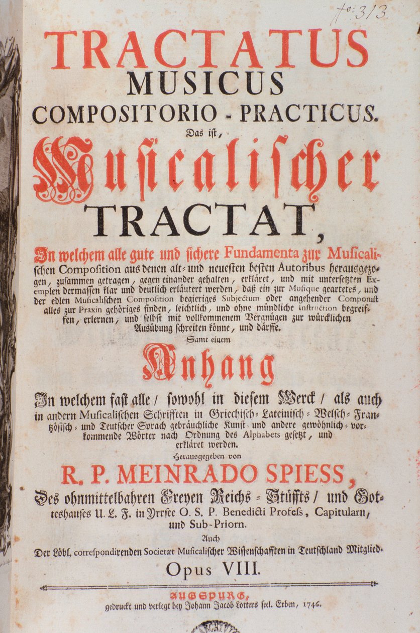 Portada de Tractatus musicus, por Meinrad Spiess de Unknown artist