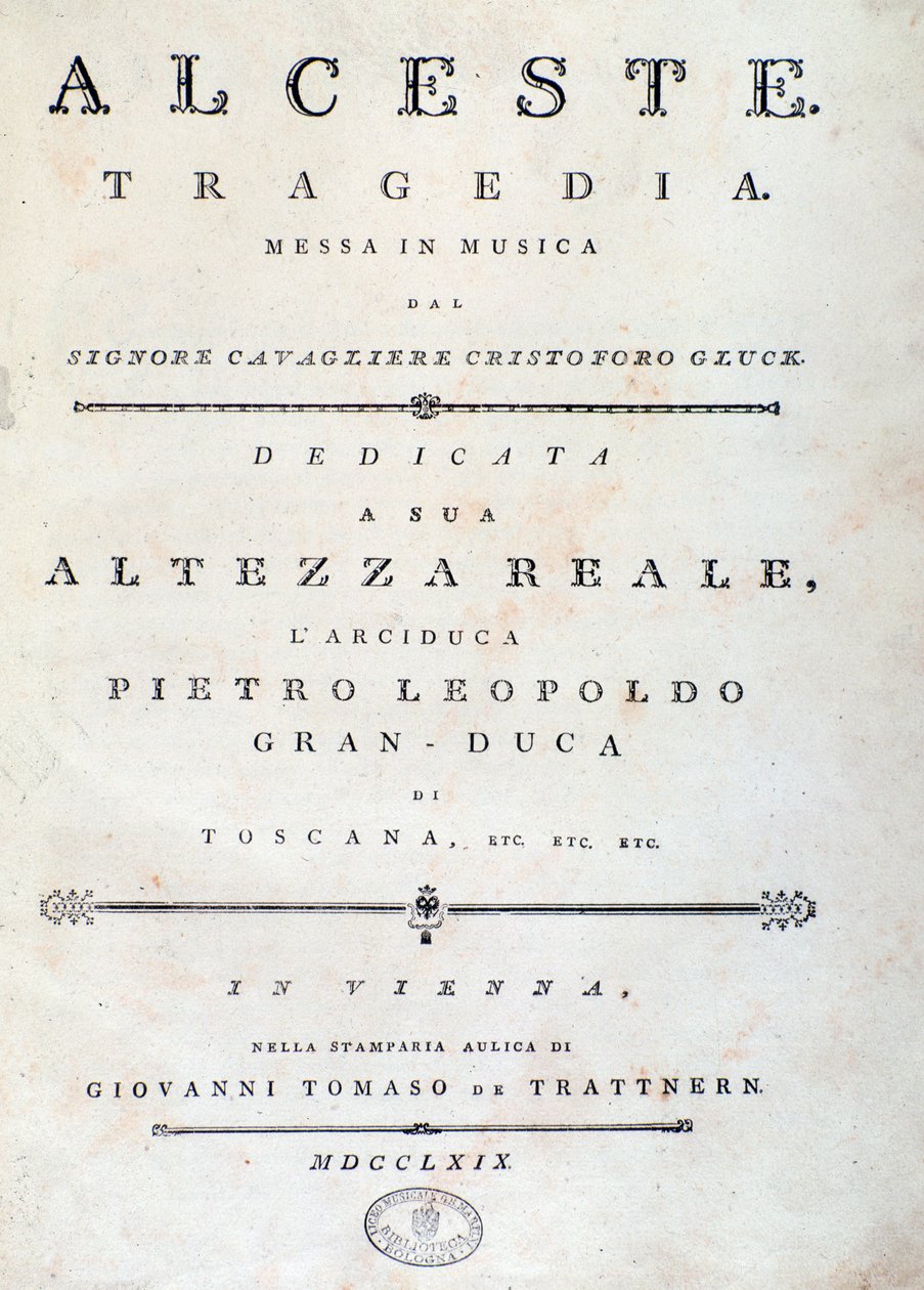 Portada de la partitura de Alceste, ópera de C. W. Gluck de Unknown artist