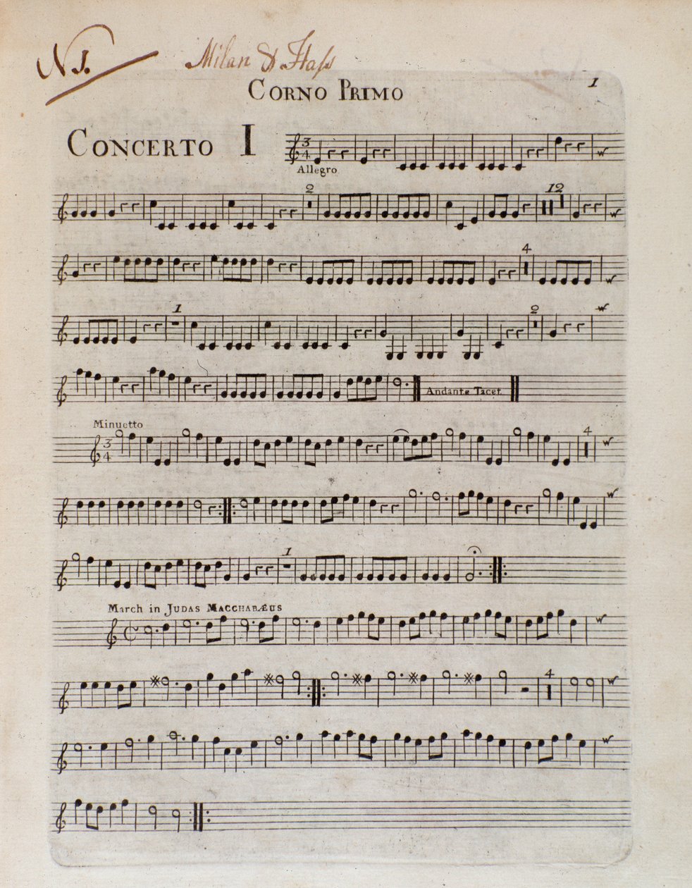 Portada de la partitura de Seis conciertos en 8 partes de G B Sammartini y J A Hasse de Unknown artist